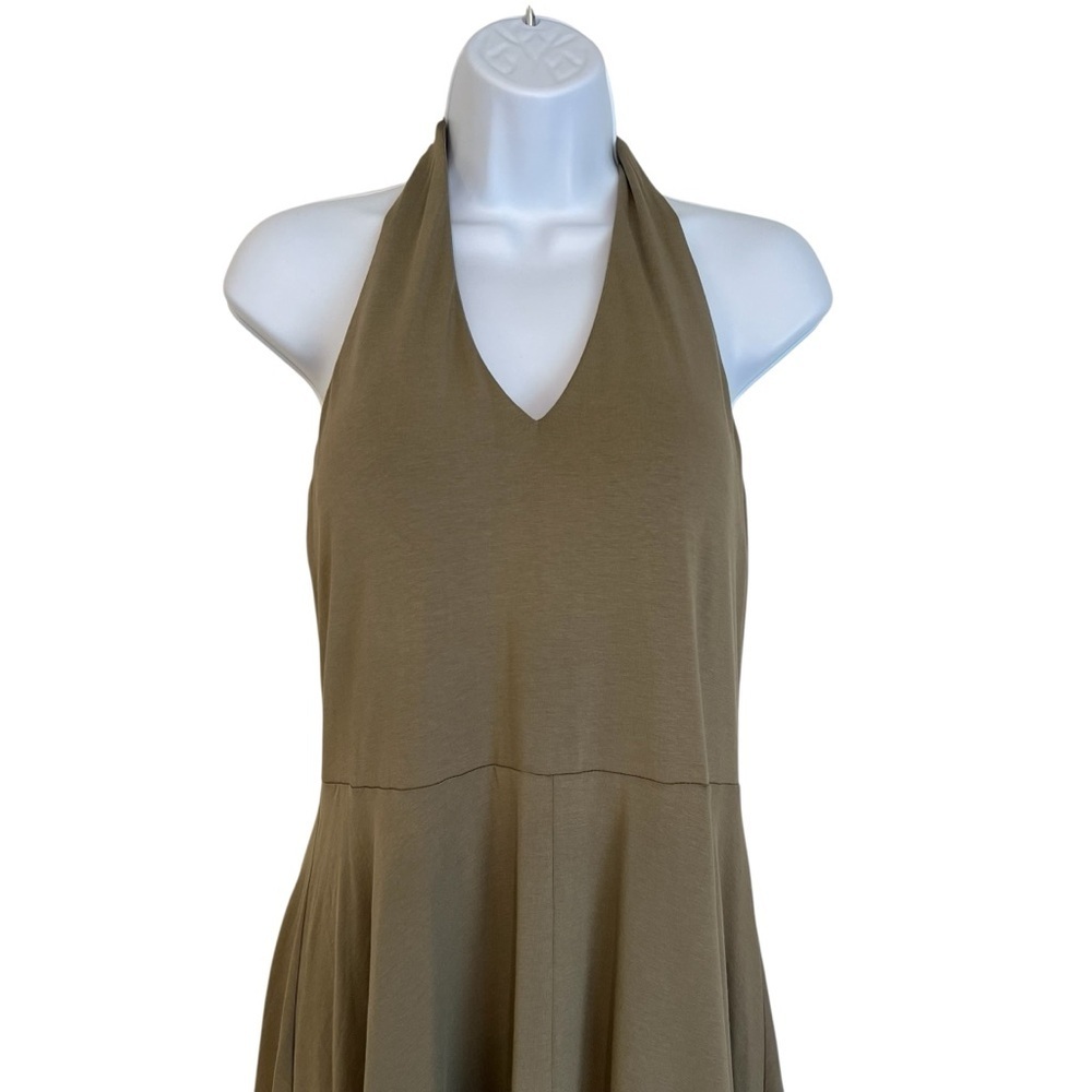 Lands’ End Halter Athletic Knee Length Dress Sunwashed Olive Small Active Travel - Picture 2 of 5